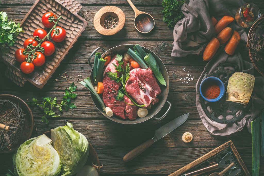 carne, bollito, zuppa verdure